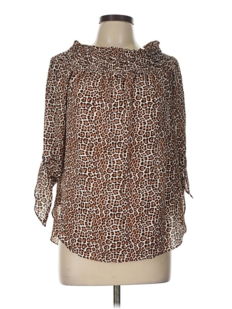 Pre-owned Michael Michael Kors 3/4 Sleeve Blouse In Brown