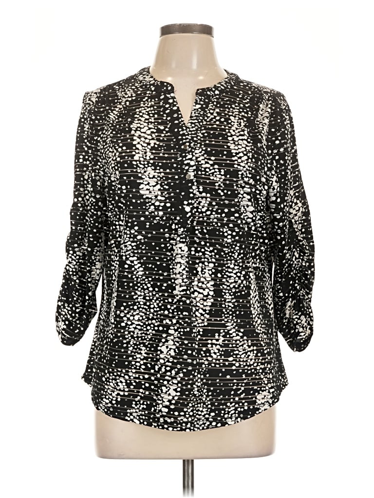 Pre-owned Emily Daniels 3/4 Sleeve Blouse In Silver