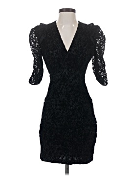 black polka dot long sleeve dress Sharon V-Neck Puff Sleeve Black Polka Midi Dress – Girl In Mind main image 1