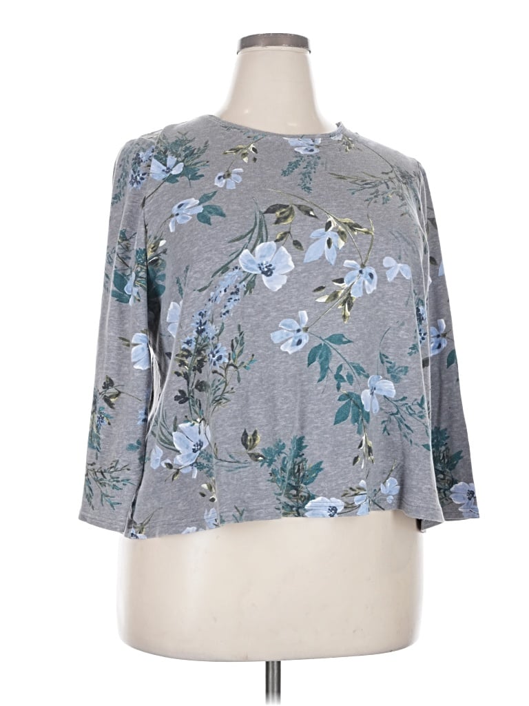 Pre-owned Croft & Barrow 3/4 Sleeve T-shirt In Gray