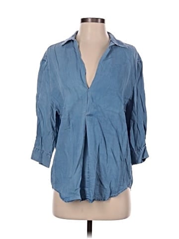 Zara 3/4 Sleeve Button-Down Shirt (view 1)