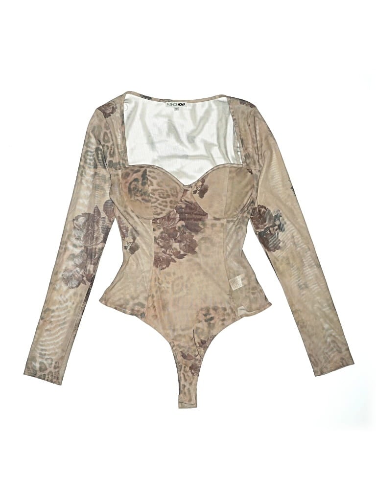 Pre-owned Fashion Nova Bodysuit In Tan