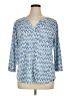 L.L.Bean Chevron-herringbone Blue 3/4 Sleeve Blouse Size XL - photo 1