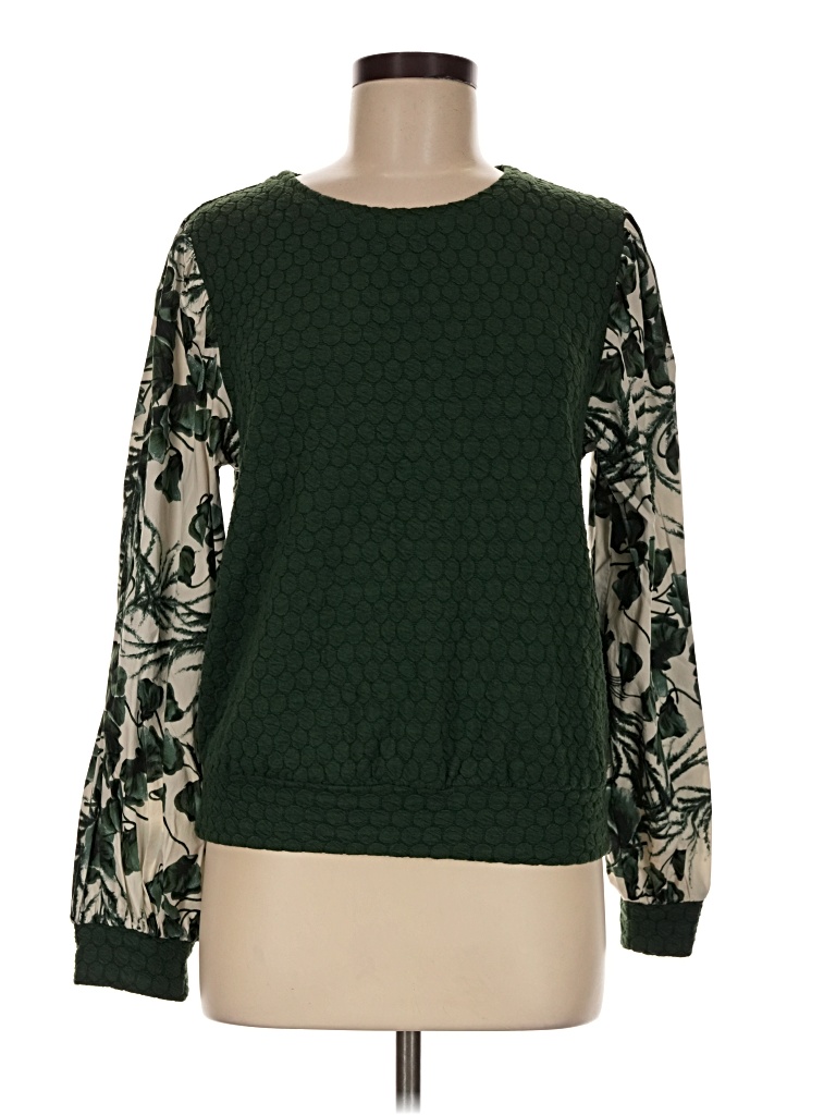 Pre-owned Porridge Long Sleeve Blouse In Green