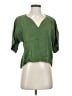 Zara Basic 100% Linen Green Short Sleeve Blouse Size XS - photo 1