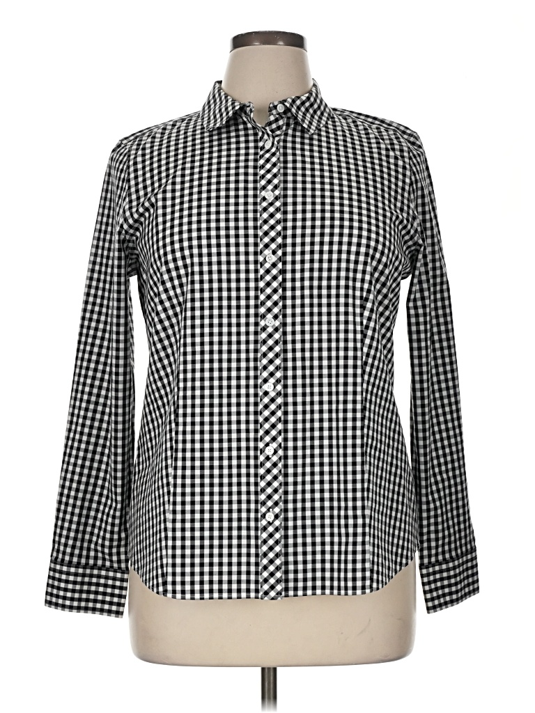 Pre-owned Talbots Long Sleeve Button Down Shirt In Black