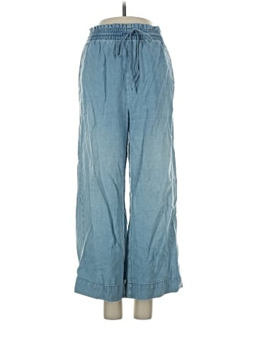 Madewell Indigo Smocked Huston Pull-On Crop Pants (view 1)