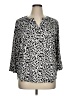 NY Collection Animal Print Silver 3/4 Sleeve Blouse Size 1X - photo 1