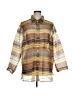The Limited Stripes Brown 3/4 Sleeve Button-Down Shirt Size XL - photo 1