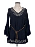 Double Zero 100% Rayon Blue 3/4 Sleeve Blouse Size S - photo 1