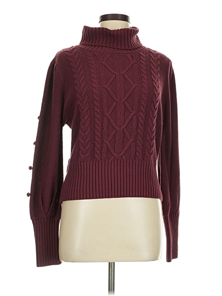 Pre-owned Bcbgmaxazria Turtleneck Sweater In Burgundy
