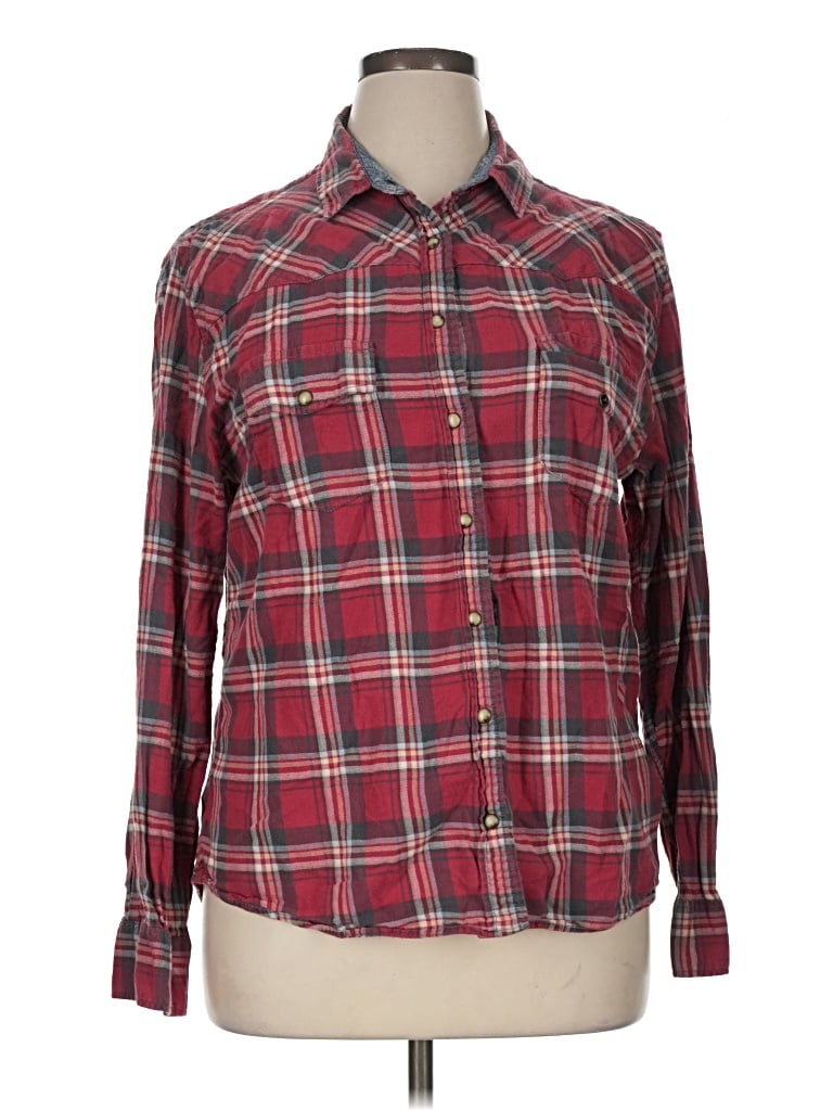 Pre-owned Jachs Girlfriend Long Sleeve Button Down Shirt In Burgundy