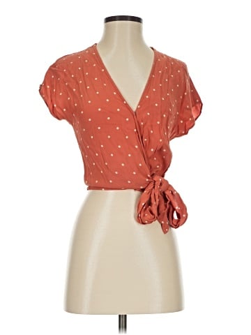 Madewell Sash-Tie Wrap Top in Polka Dot - front