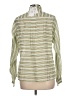 Iris & Ink Stripes Green Long Sleeve Blouse Size 12 - photo 2