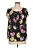Roz & Ali Black Short Sleeve Blouse Size L - photo 1