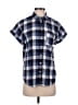 Caslon Checkered-gingham Blue Short Sleeve Button-Down Shirt Size S - photo 1