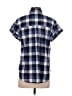 Caslon Checkered-gingham Blue Short Sleeve Button-Down Shirt Size S - photo 2