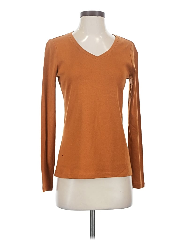 Pre-owned St. John's Bay Long Sleeve T-shirt In Brown