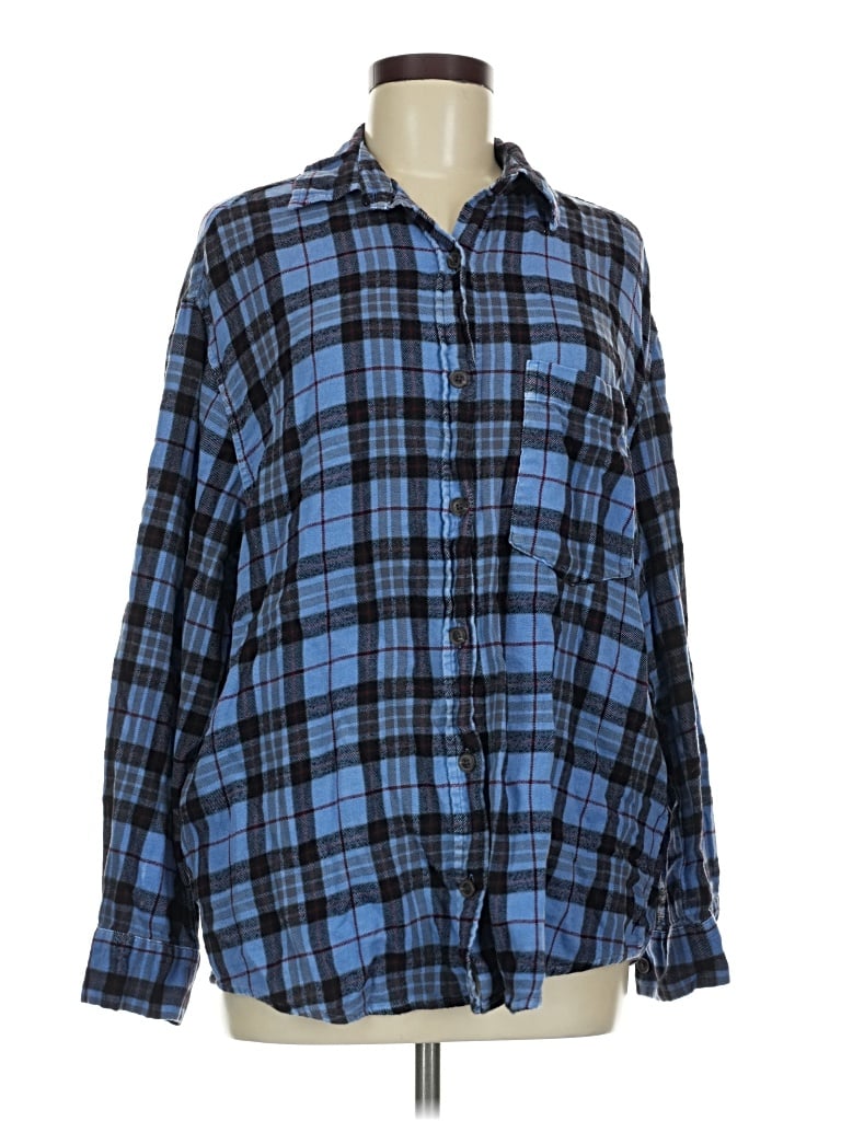 Pre-owned Wild Fable Long Sleeve Button Down Shirt In Blue