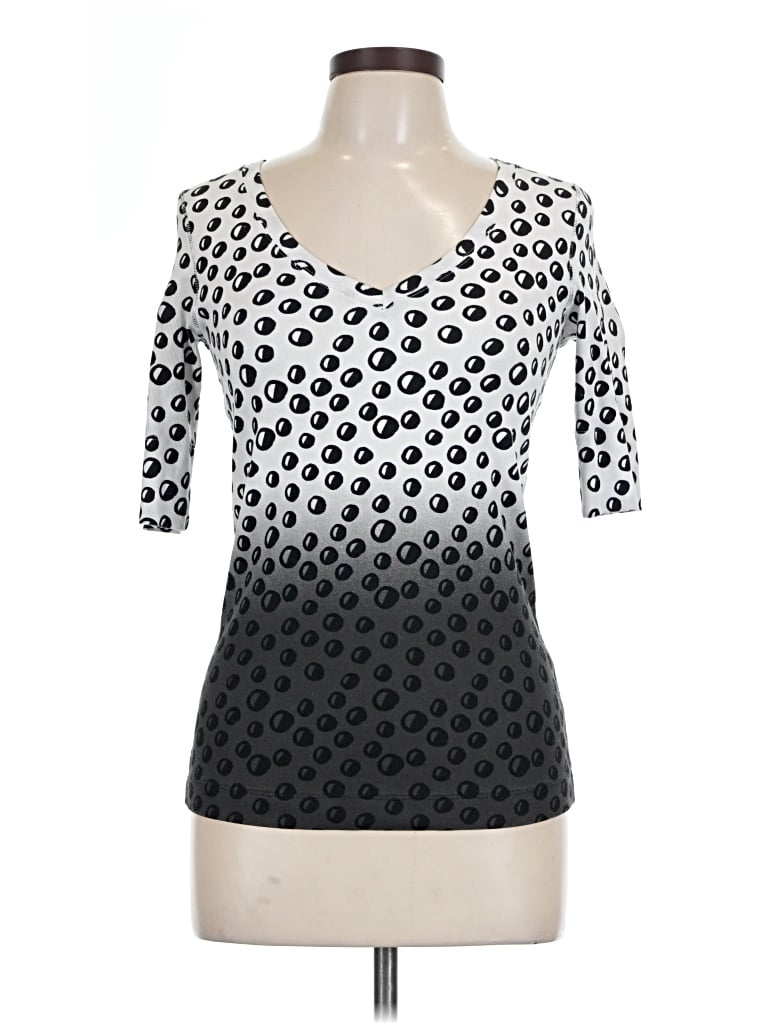Pre-owned Marc Cain 3/4 Sleeve Top Gray Scoop Neck Tops