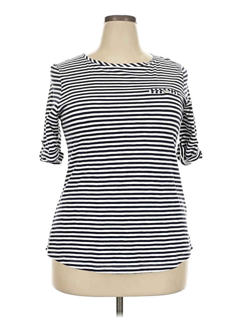 Pre-owned Croft & Barrow 3/4 Sleeve T-shirt In Blue