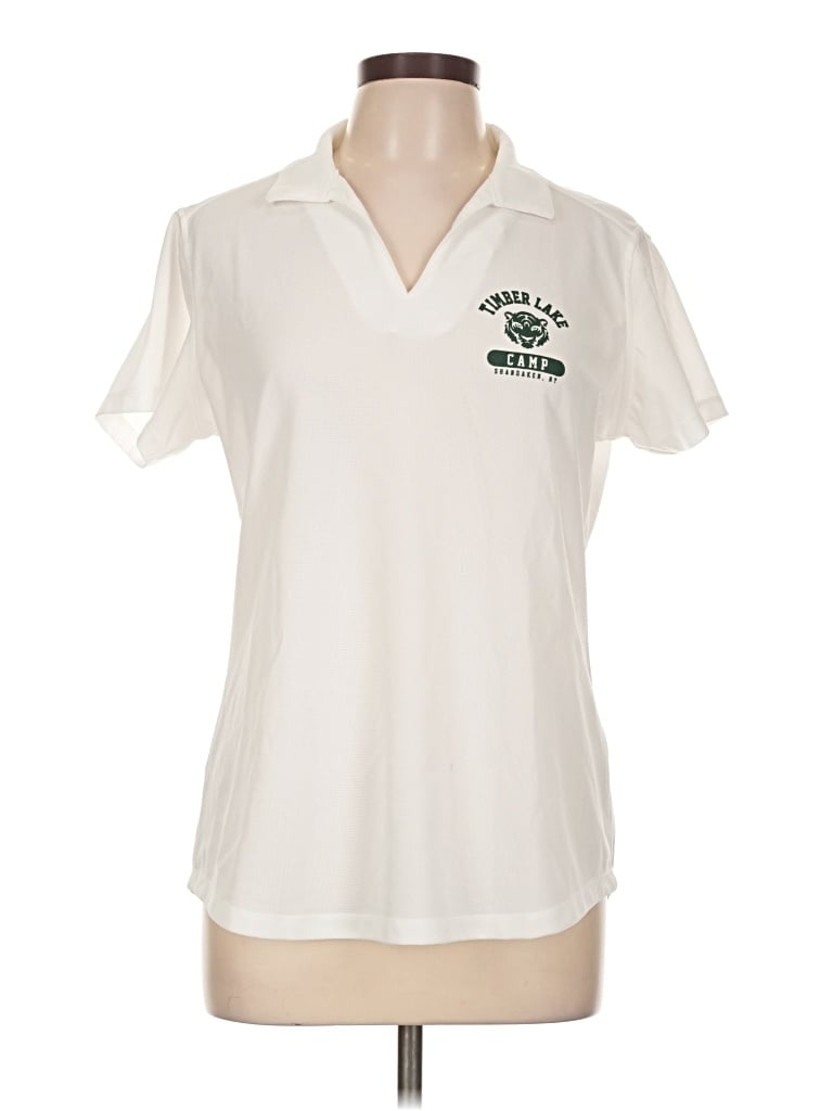 Pre-owned Port Authority Short Sleeve Polo Shirt In Ivory