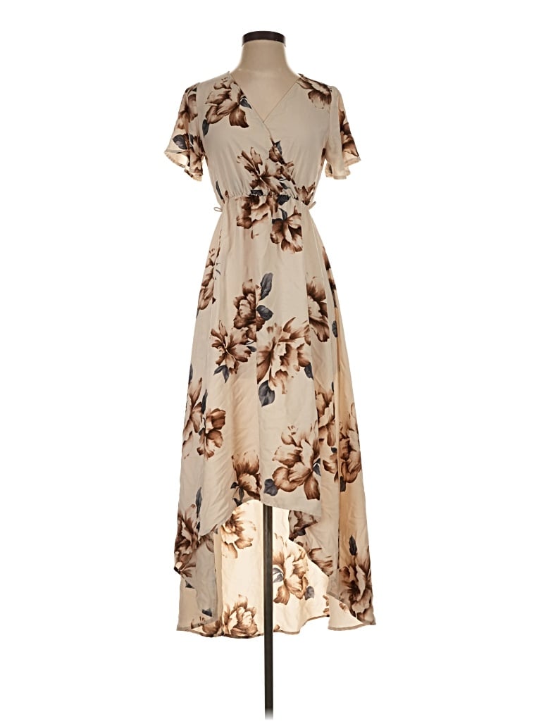 Pre-owned West Kei Casual Dress In Tan