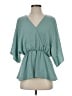 Entro 100% Polyester Teal 3/4 Sleeve Blouse Size S - photo 1