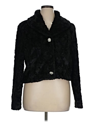 Black Rivet Faux Fur Jacket (view 1)
