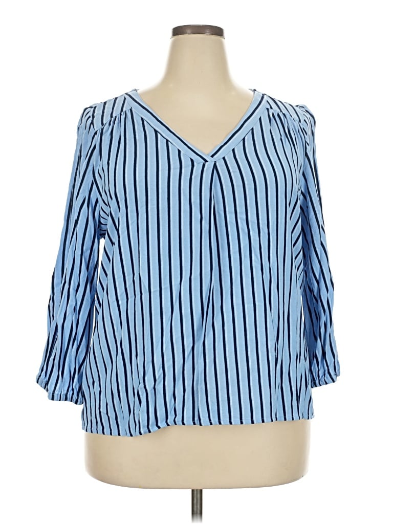 Pre-owned St. John's Bay 3/4 Sleeve Blouse In Blue
