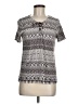 Chico's Tweed Silver Short Sleeve Henley Size Med (1) - photo 1