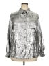 Unbranded 100% Polyester Metallic Silver Long Sleeve Blouse Size XXL - photo 1