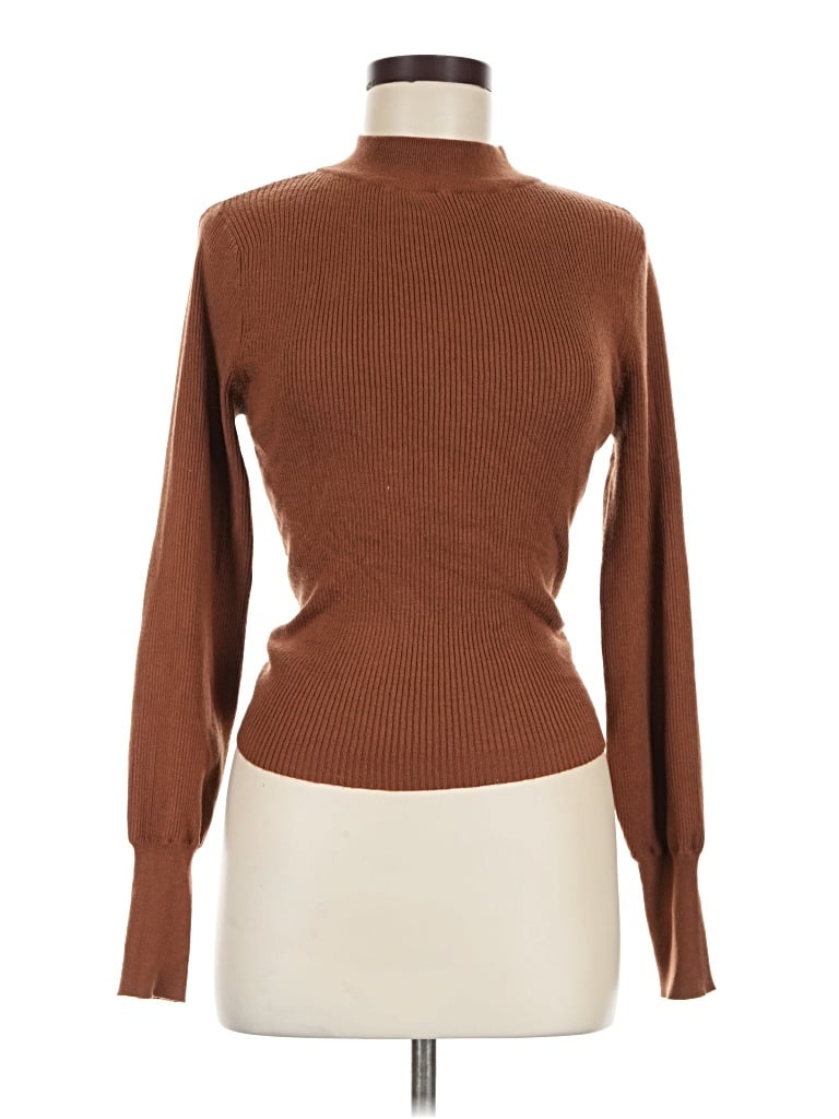 Pre-owned Astr Long Sleeve Top Brown Turtleneck Tops