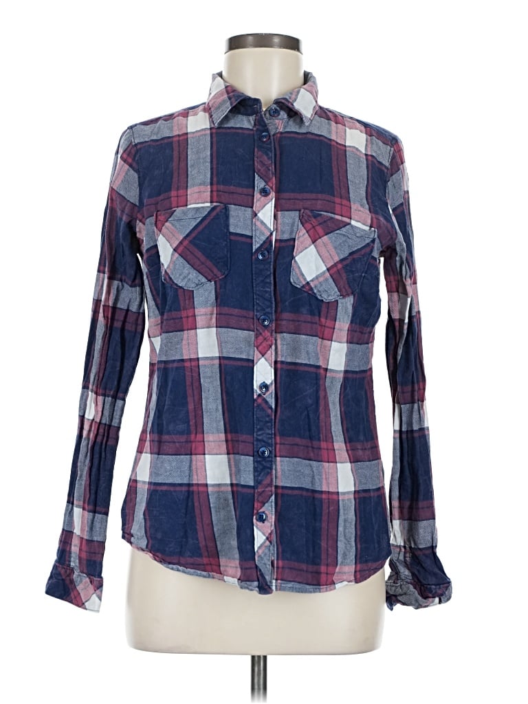Pre-owned Maurices Long Sleeve Button Down Shirt In Blue