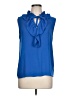 Ann Taylor LOFT 100% Polyester Blue Sleeveless Blouse Size L - photo 1