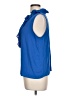 Ann Taylor LOFT 100% Polyester Blue Sleeveless Blouse Size L - photo 5