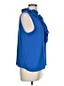 Ann Taylor LOFT 100% Polyester Blue Sleeveless Blouse Size L - photo 4