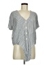 Universal Thread 100% Rayon Stripes Gray Short Sleeve Blouse Size M - photo 1