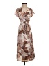 Halogen 100% Polyester Print Multi Color Brown Casual Dress Size S - photo 1