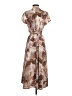 Halogen 100% Polyester Print Multi Color Brown Casual Dress Size S - photo 2