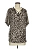 Ann Taylor LOFT 100% Polyester Animal Print Tan Short Sleeve Blouse Size M - photo 1