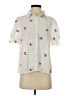 Shein 100% Polyester Floral Ivory Short Sleeve Blouse Size S - photo 1