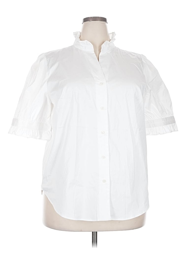 Ann Taylor 3/4 Sleeve Button Down Shirt In White