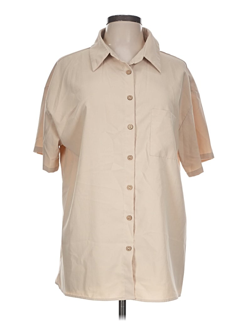Pre-owned Unbranded Short Sleeve Blouse In Tan