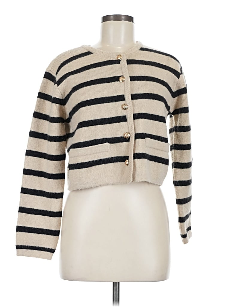 Pre-owned Line & Dot Cardigan Sweater In Tan