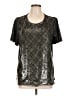 Elie Tahari Metallic Silver Short Sleeve Top Size L - photo 1
