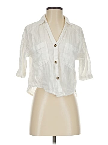 Zara 3/4 Sleeve Button-Down Shirt (view 1)
