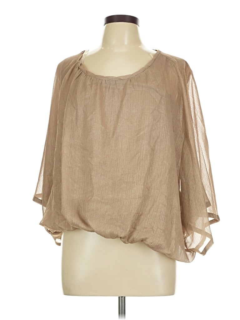 Pre-owned A.n.a. A New Approach 3/4 Sleeve Blouse In Tan