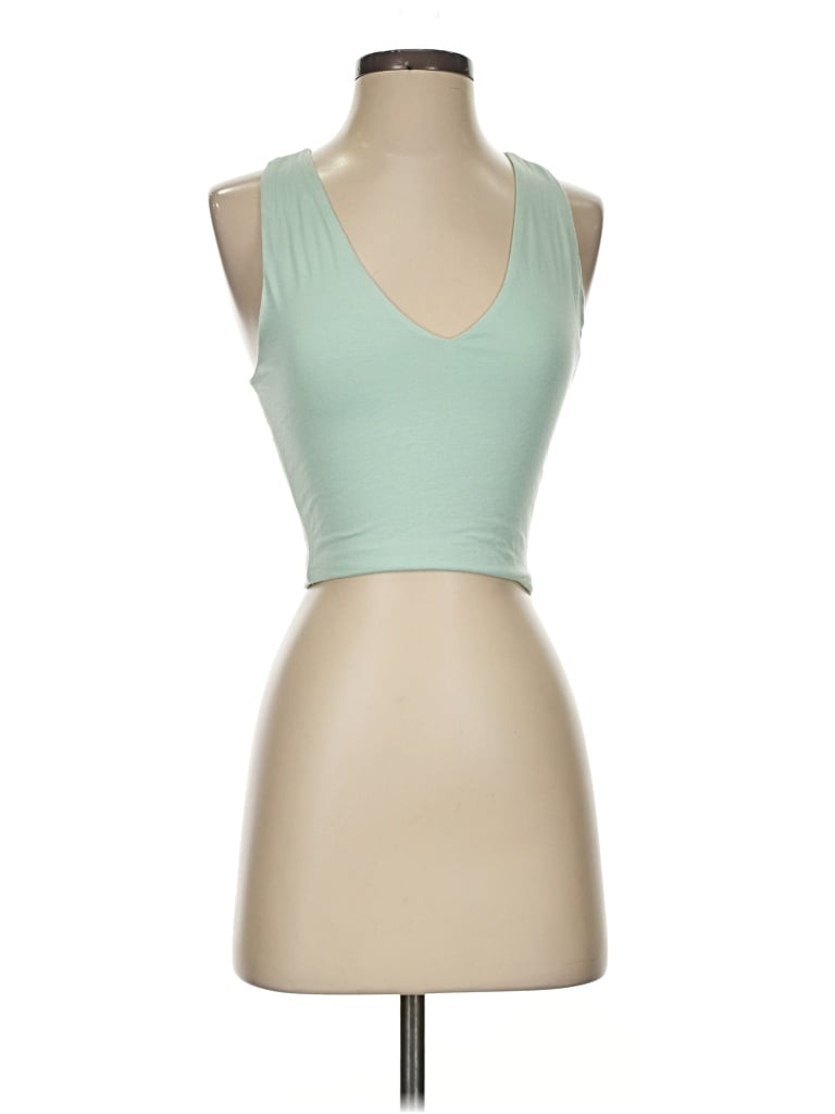 Pre-owned Lulus Tank Top Green Strapless Neckline Tops