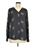T Tahari 100% Polyester Floral Gray Long Sleeve Blouse Size M - photo 1